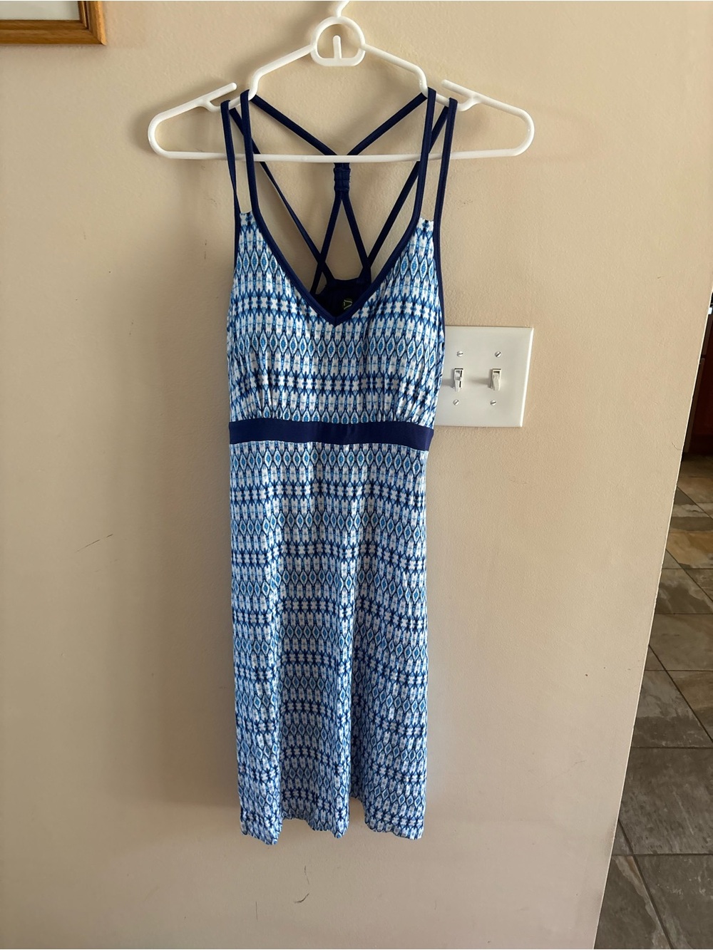 Dakini Blue Patterned Strappy Dress with Navy Accents